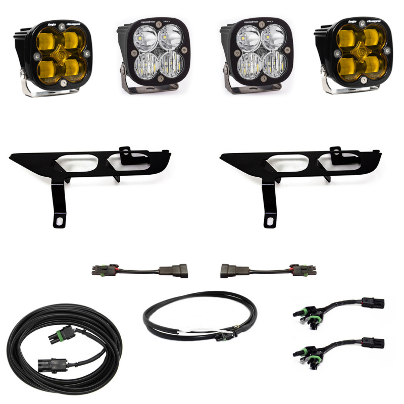 Ford F150 Fog Pocket Kit - Baja Designs - Squadron Sport DC with Upfitter - Amber - `21-`27